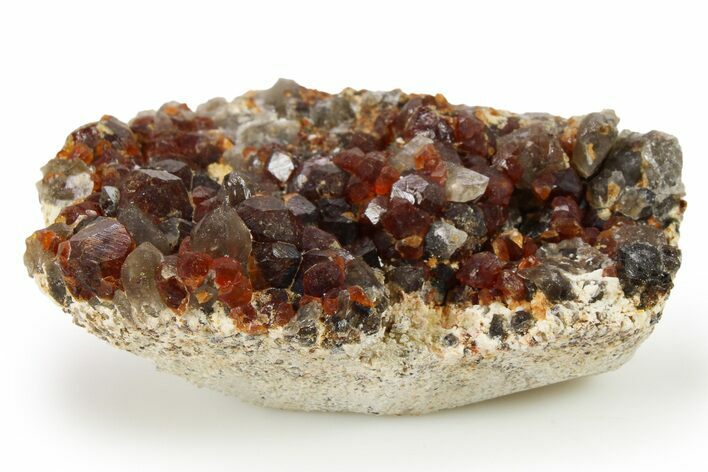Spessartine Garnets With Smoky Quartz On Feldspar - China #262074